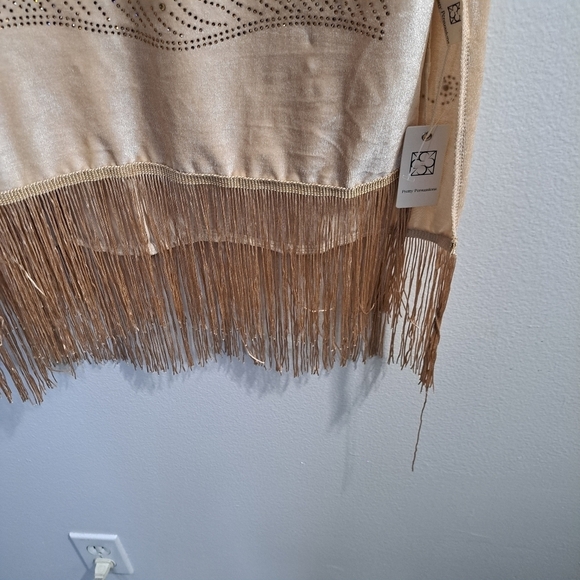 Pretty Persuasions Velvet And Rhinestone Scarf With Fringe - Picture 3 of 13